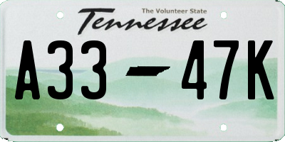 TN license plate A3347K
