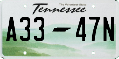 TN license plate A3347N