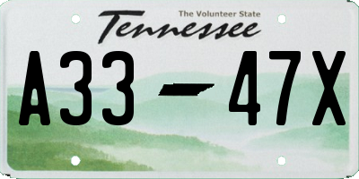 TN license plate A3347X