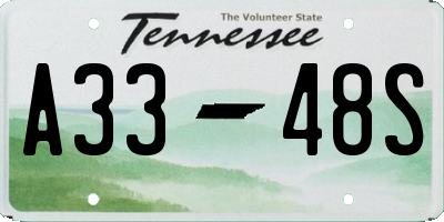 TN license plate A3348S