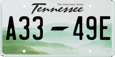 TN license plate A3349E
