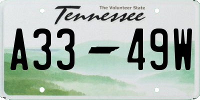 TN license plate A3349W