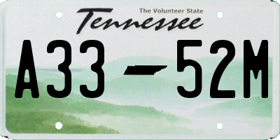 TN license plate A3352M