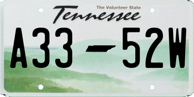 TN license plate A3352W