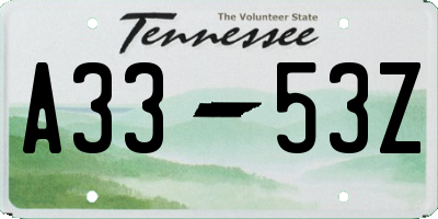 TN license plate A3353Z