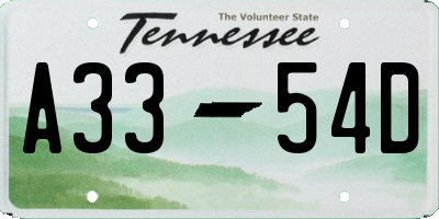 TN license plate A3354D