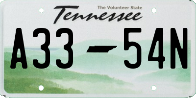 TN license plate A3354N