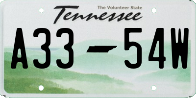 TN license plate A3354W