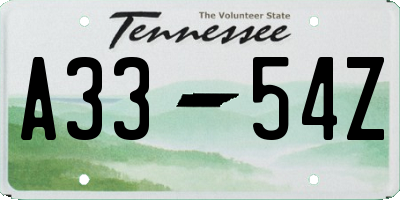 TN license plate A3354Z