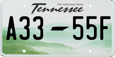 TN license plate A3355F