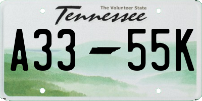 TN license plate A3355K