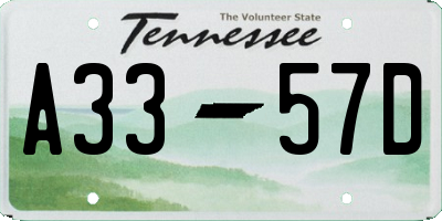 TN license plate A3357D
