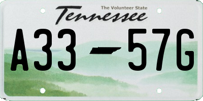 TN license plate A3357G