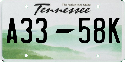 TN license plate A3358K