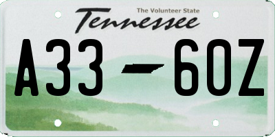 TN license plate A3360Z