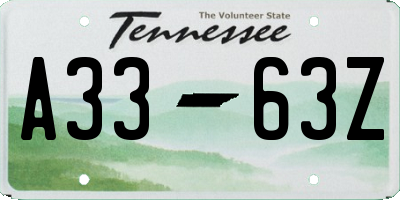 TN license plate A3363Z