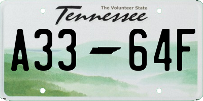 TN license plate A3364F