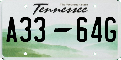 TN license plate A3364G