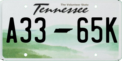 TN license plate A3365K