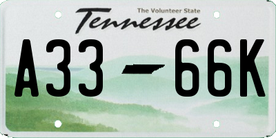 TN license plate A3366K