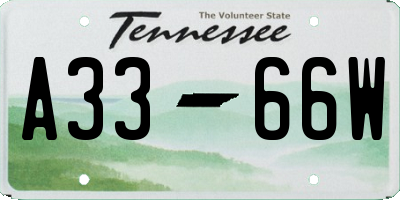 TN license plate A3366W