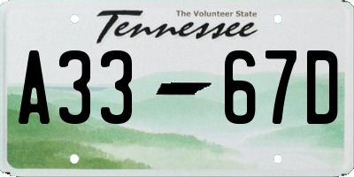 TN license plate A3367D