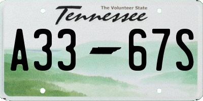 TN license plate A3367S