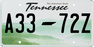 TN license plate A3372Z