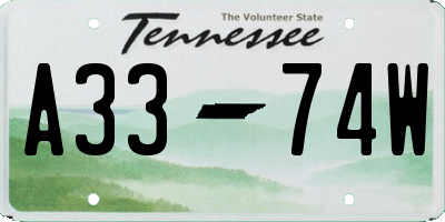 TN license plate A3374W
