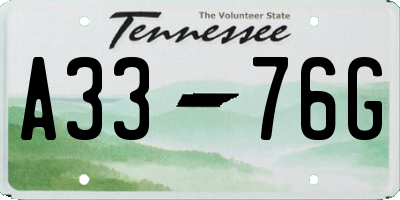 TN license plate A3376G