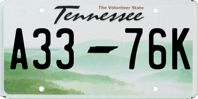 TN license plate A3376K