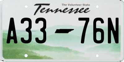 TN license plate A3376N