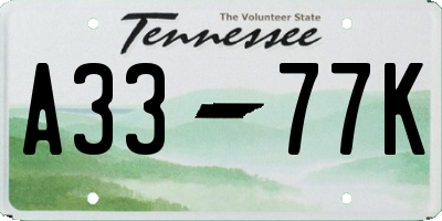 TN license plate A3377K