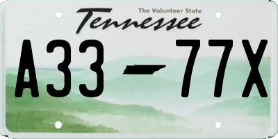 TN license plate A3377X