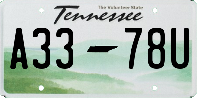 TN license plate A3378U