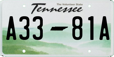 TN license plate A3381A