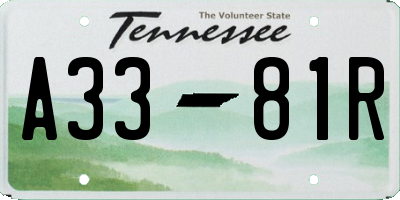 TN license plate A3381R