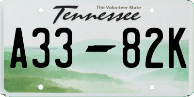 TN license plate A3382K