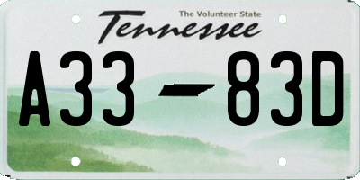 TN license plate A3383D