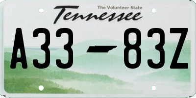 TN license plate A3383Z