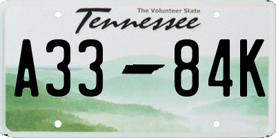TN license plate A3384K