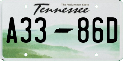 TN license plate A3386D
