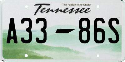 TN license plate A3386S