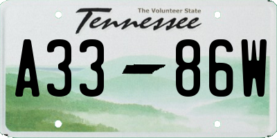 TN license plate A3386W