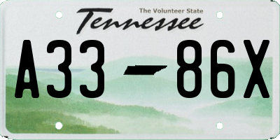 TN license plate A3386X