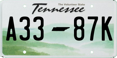 TN license plate A3387K