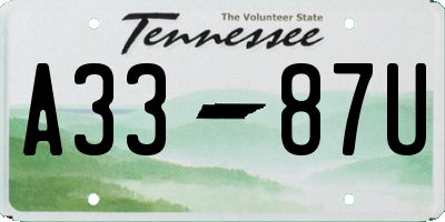 TN license plate A3387U