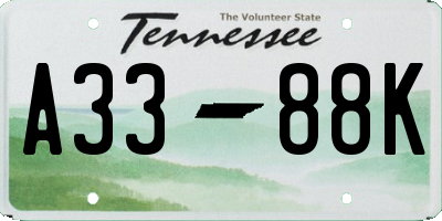 TN license plate A3388K