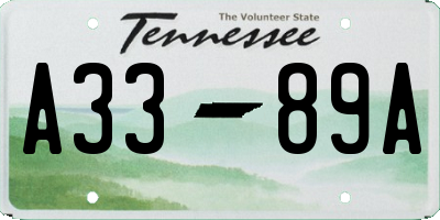 TN license plate A3389A