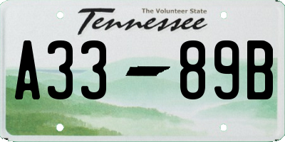 TN license plate A3389B